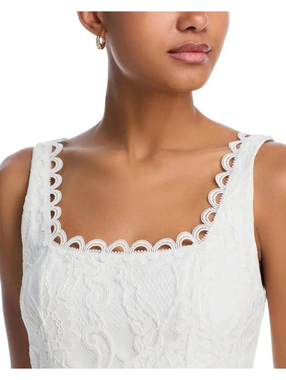 395$ Waimari Square Neck Havana Lace Mini Dress Women's Size L White - Picture 4 of 11